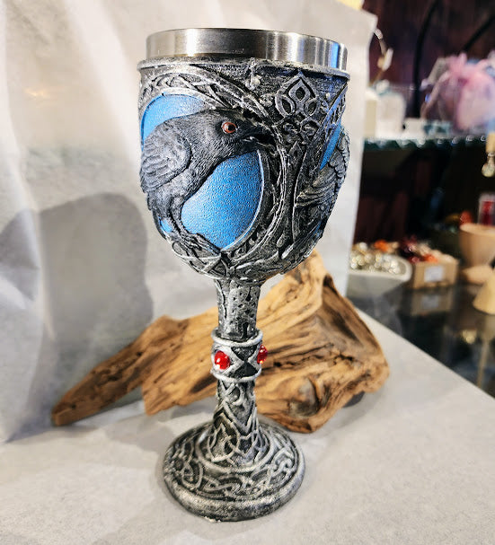 Raven Chalice - cast resin/stainless