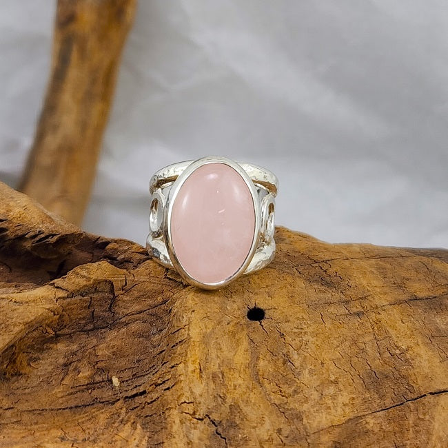 Rose Quartz Filigree Ring - OOAK