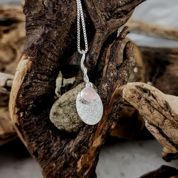 Rose Quartz Drop Pendant - 6mm stone