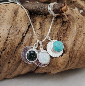 Disc Pendants - 8mm Abalone, Kyocera Opal & Arizona Turquoise