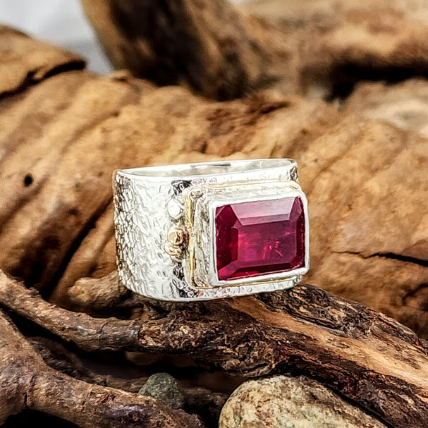 Sri Lankan Ruby - Silver & 10k Gold