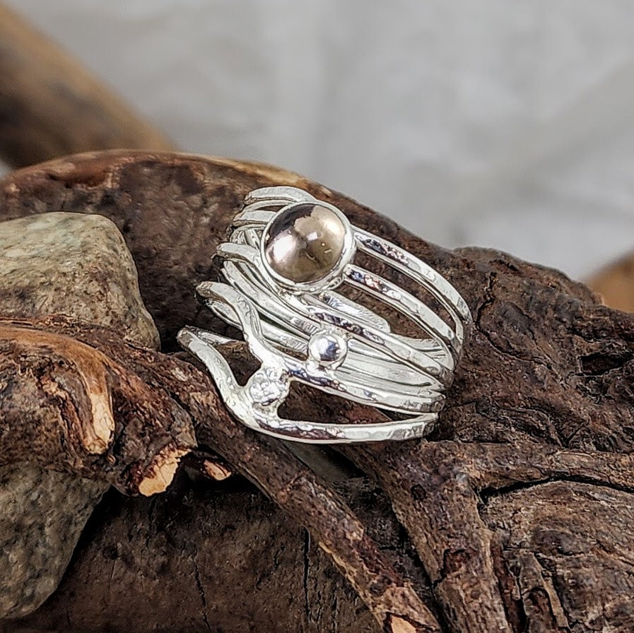 Organic 5-strand Band Ring - Smoky Quartz