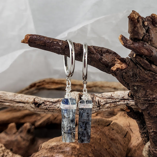 Raw Kyanite - Surgical Stainless Hoops