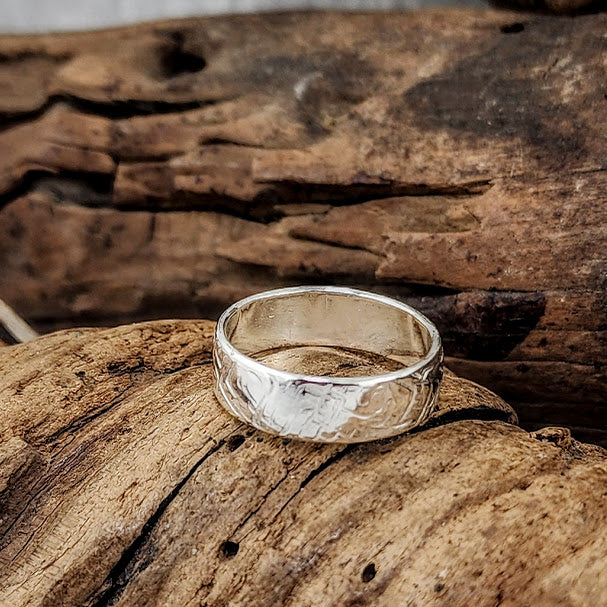 Stamped Silver Band Ring - 6mm