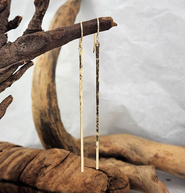 Stick earrings - 14k goldfill 3.25 inch