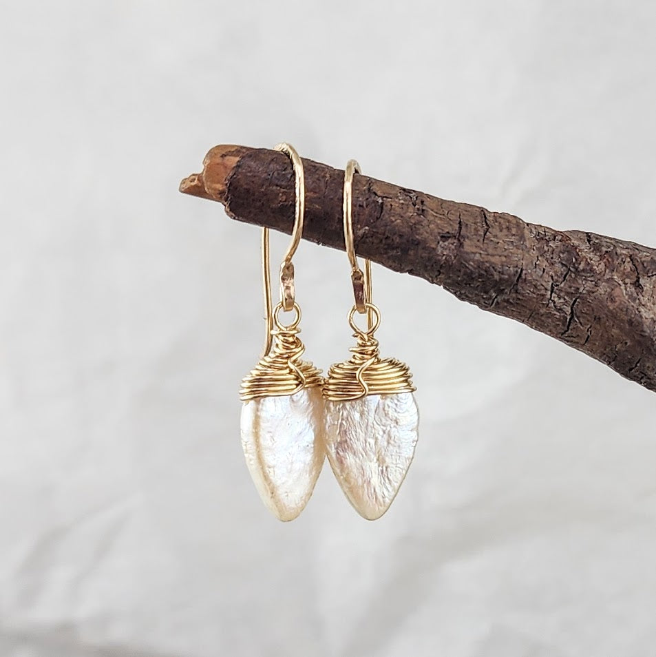 Teardrop Freshwater Pearls - 14k Goldfill Wire Wrapped