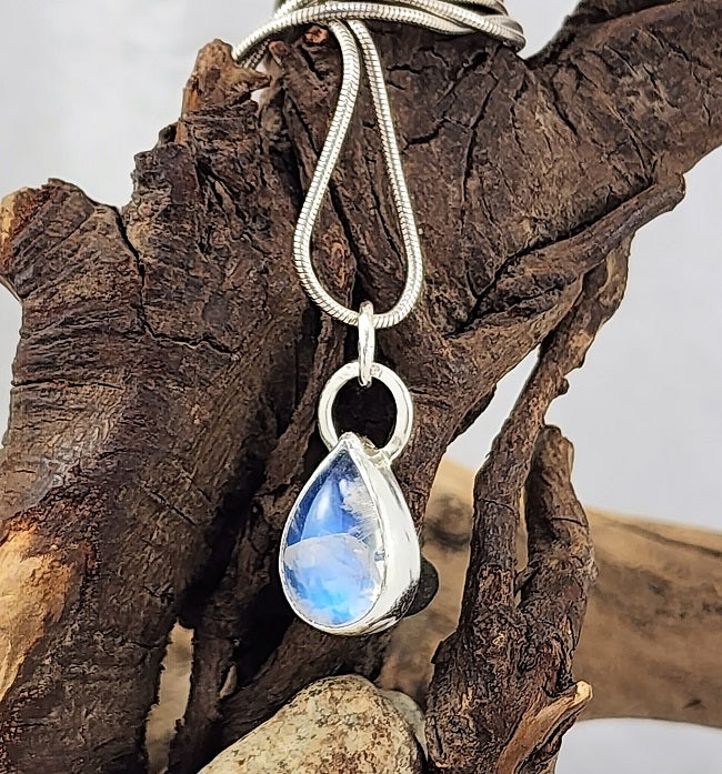Rainbow Moonstone Teardrop Pendant