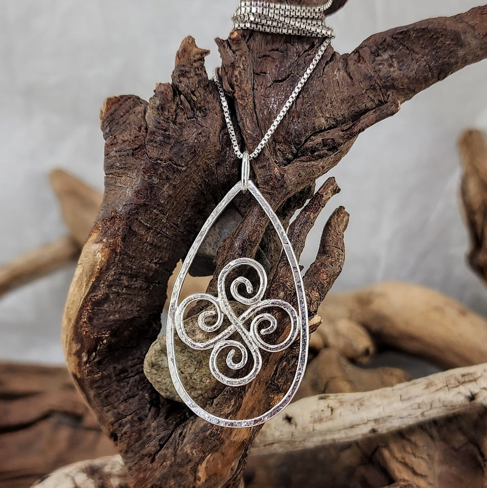 Double Spiral Teardrop Pendant