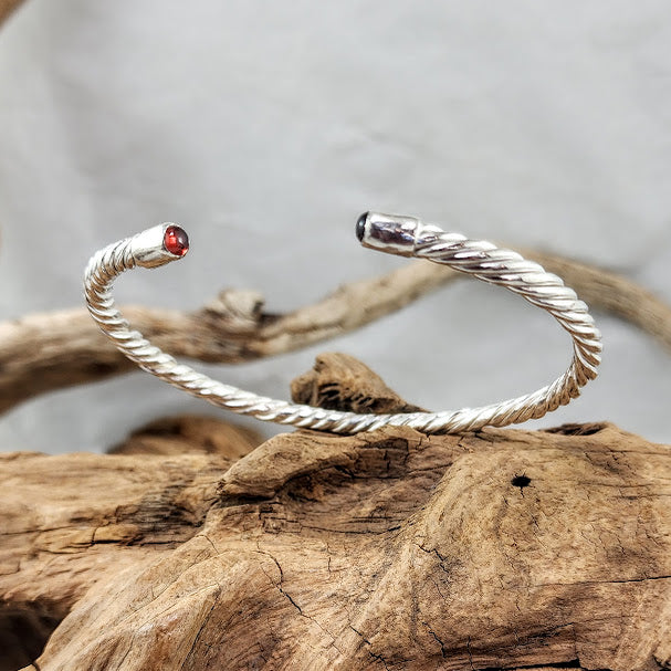 Torc Cuff - 4mm Garnet