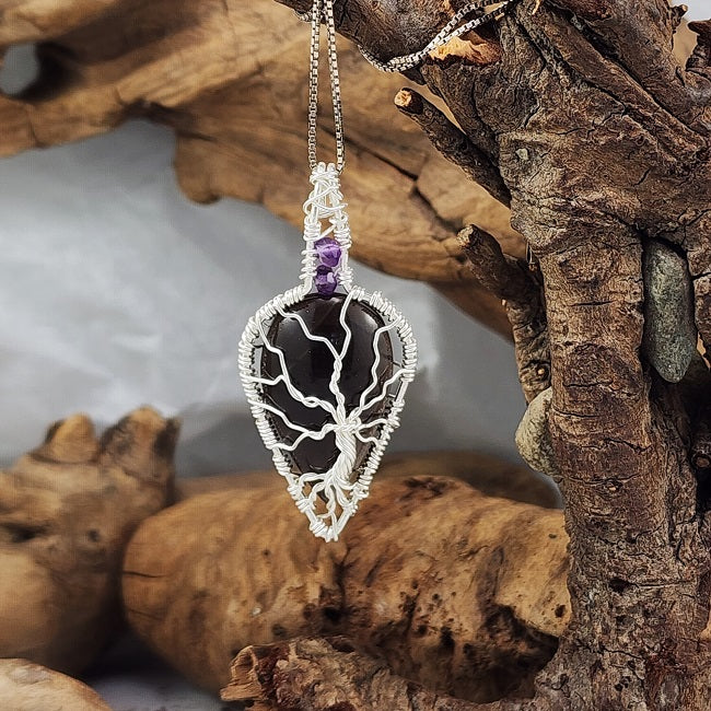 Tree of Life - Smoky Quartz, Amethyst & Silver