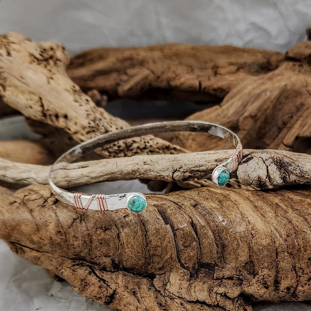 Arizona Turquoise Wire Wrap Cuff - Adjustable