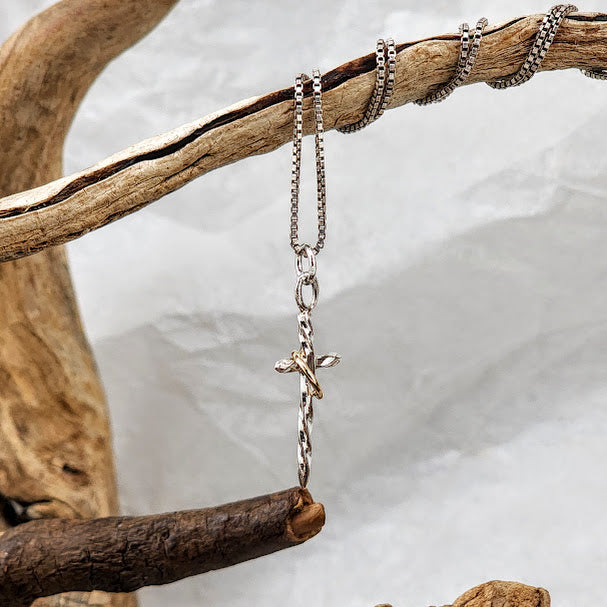 Twisted Silver and Goldfill Eternity Cross