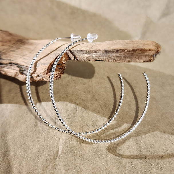 Twisted Silver Hoops - 2.25 inch