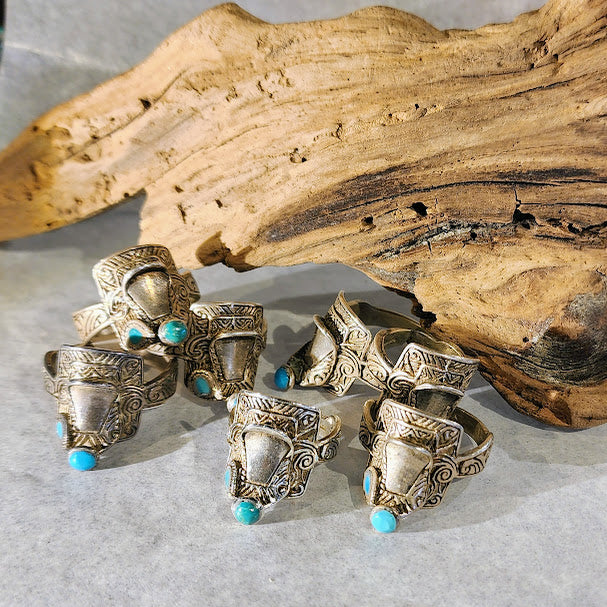 Turquoise & Silver Saddle Rings - Vintage Navajo, circa 1950's to 60's