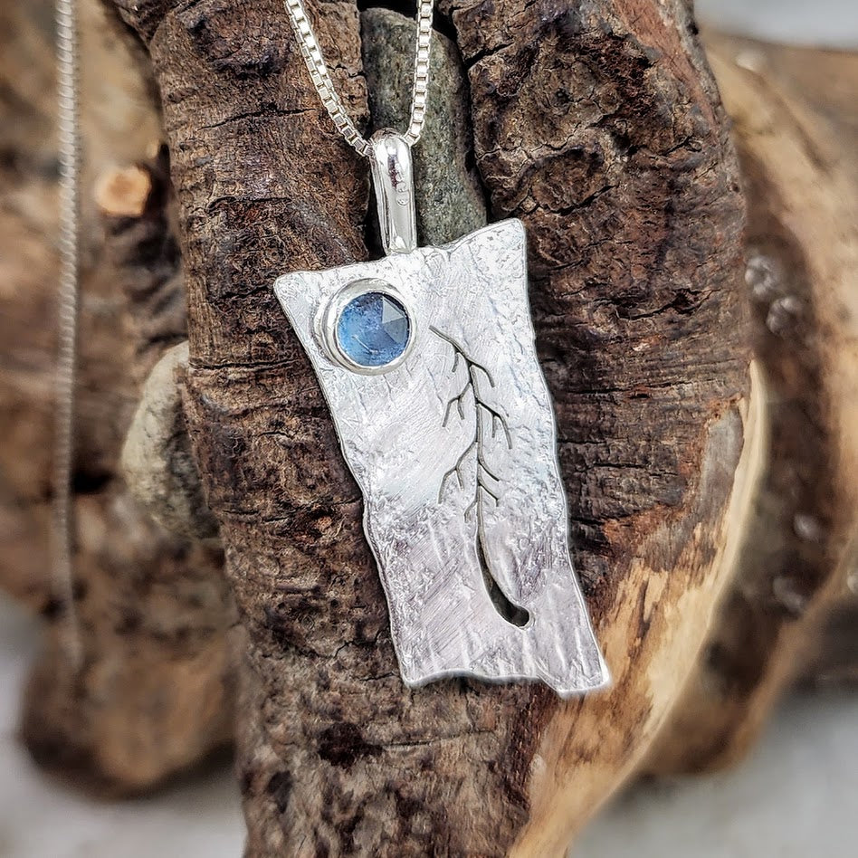 Whimsical One Tree Pendant - Teal Kyanite