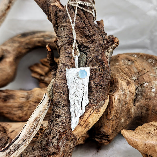 Whimsical Two Tree Pendant - 6mm Aquamarine