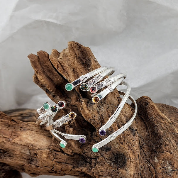 Wrapped Silver Cuff Bracelets - Adjustable