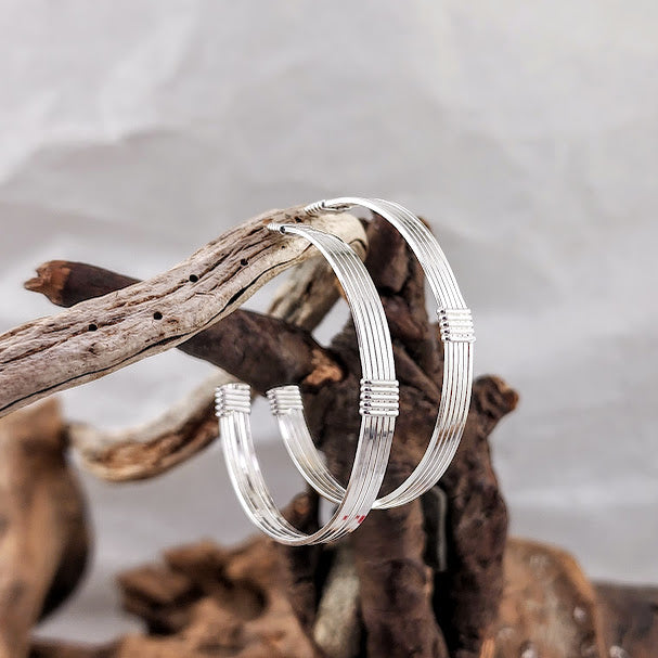 Wire Wrap Hoops - Silver 1.75 inch