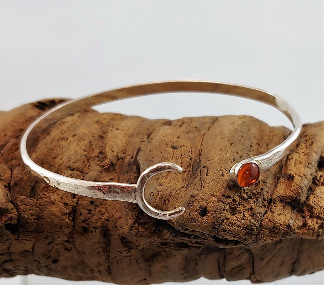 Crescent moon cuff with Amber