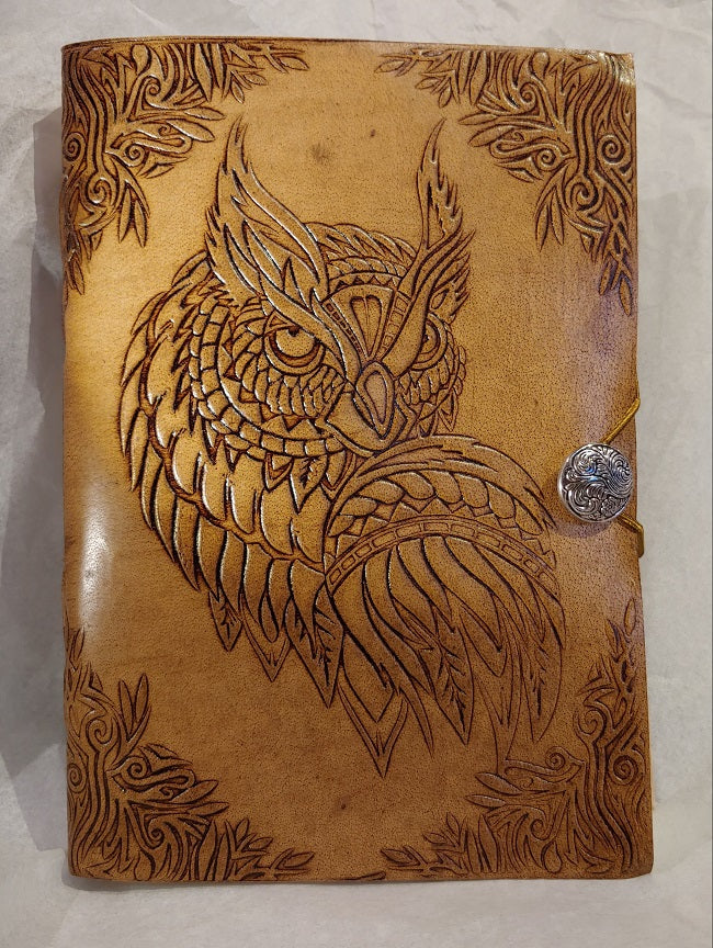 Owl blank leather journal