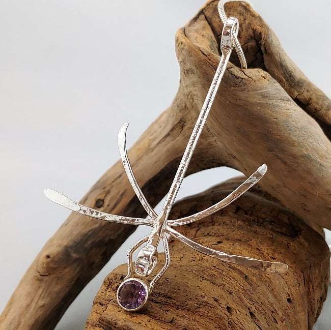 Dragonfly Pendant with Amethyst