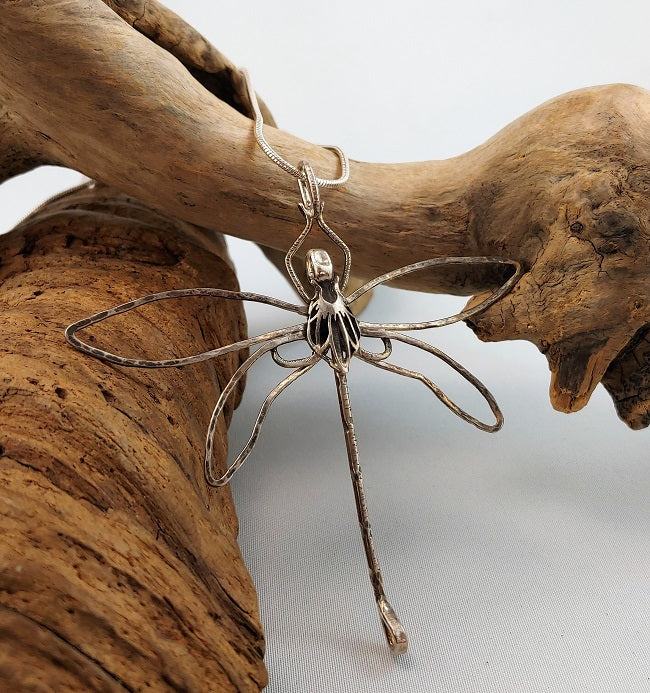 Dragonfly pendant with patina