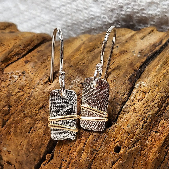 Hammered mixed metal Sterling & 14k goldfill earrings