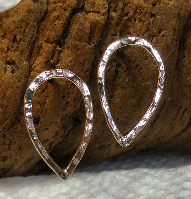 14k Goldfill Hammered Teardrop Studs