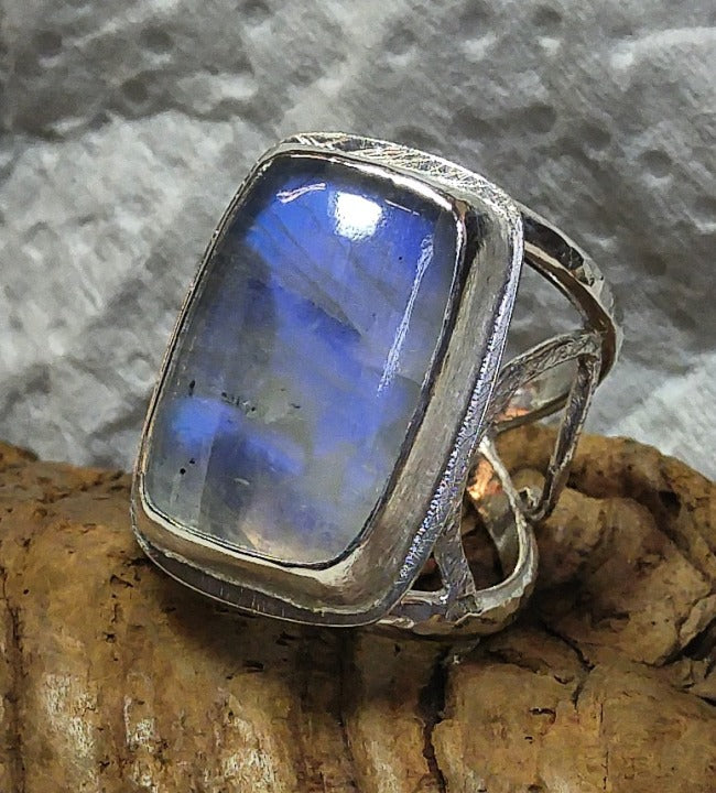 Sterling Filigree with large flashy rainbow moonstone