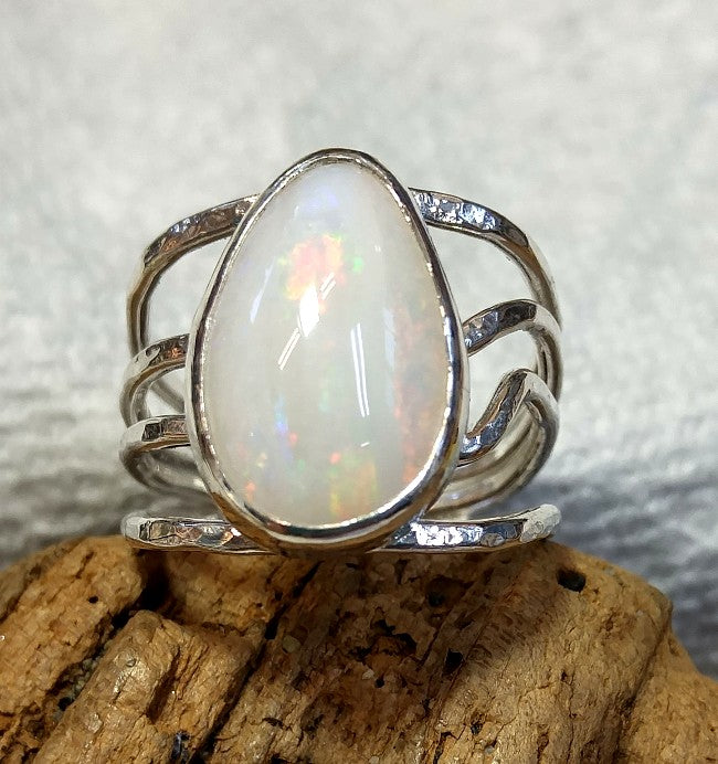 Organic wrap ring with freeform solid Australian Opal