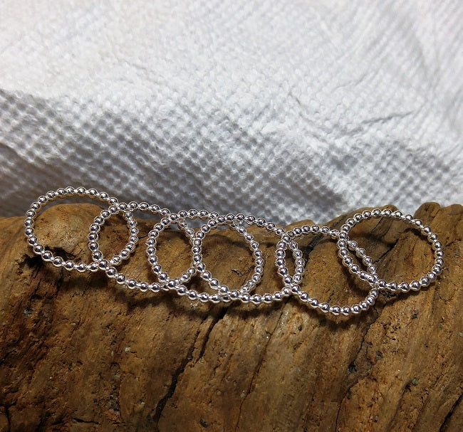Heavy beaded silver stacking rings - 2mm round balls