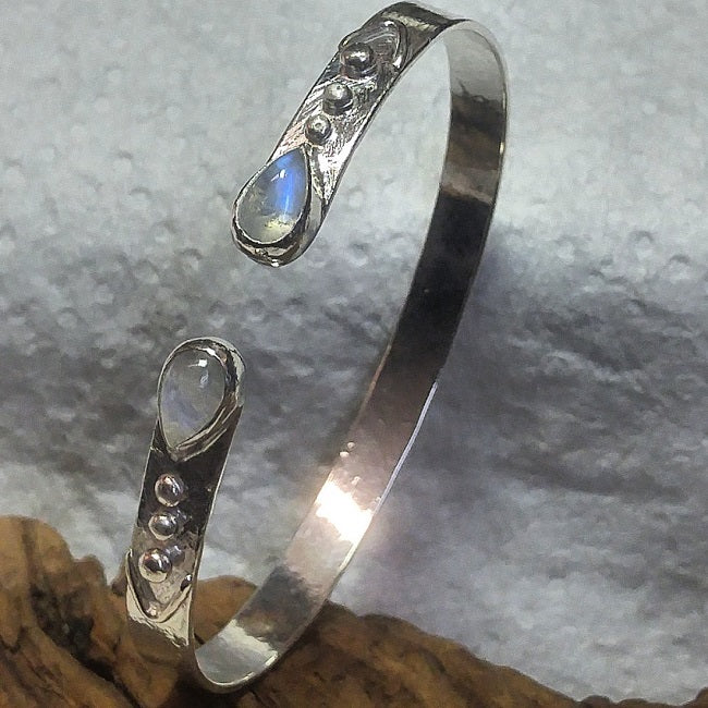 Rainbow Moonstone Cuff Bracelet