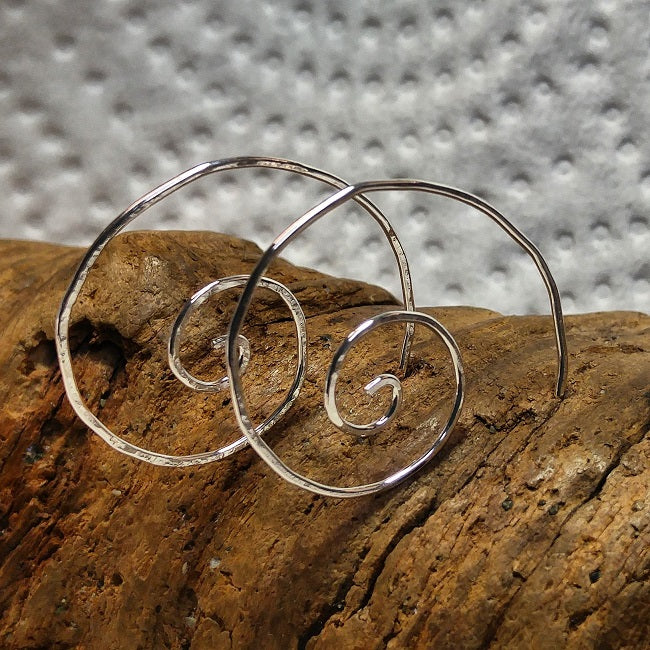 Sterling spiral hoop earrings