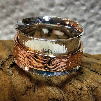 Meditation ring - sterling silver and copper