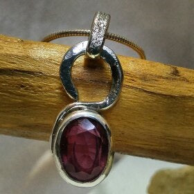 Sterling Pendant with faceted ruby