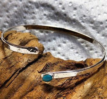 Asymmetric sterling cuff bracelet with Arizona Turquoise