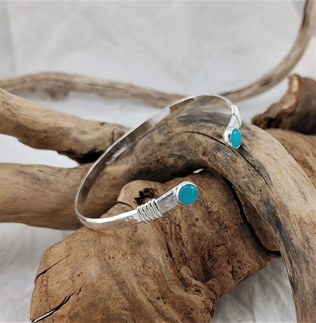 Amazonite hammered cuff bracelet - heavy adjustable