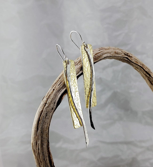 Brass/Sterling Silver roll print earrings - 60mm