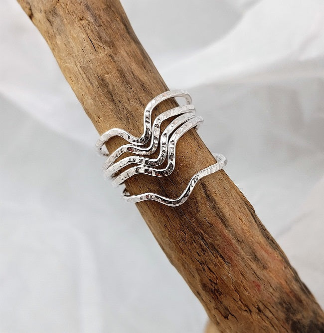 Chevron Stacking Rings - Sterling Silver