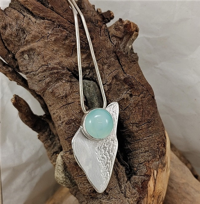 Chrysoprase asymmetric pendant