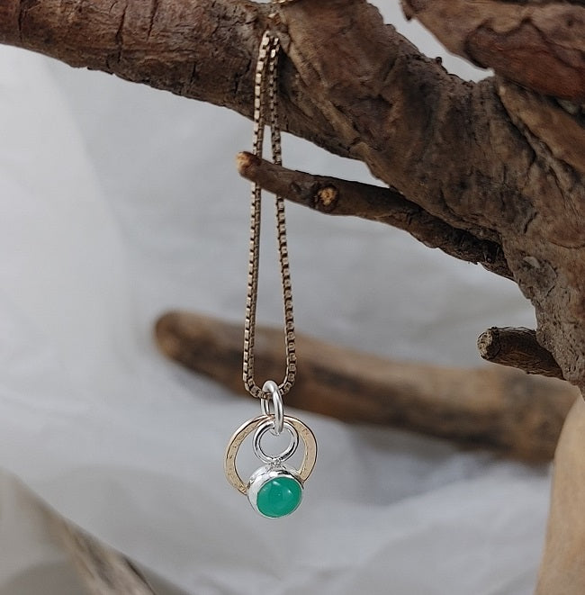 Chrysoprase - silver and 14k goldfill