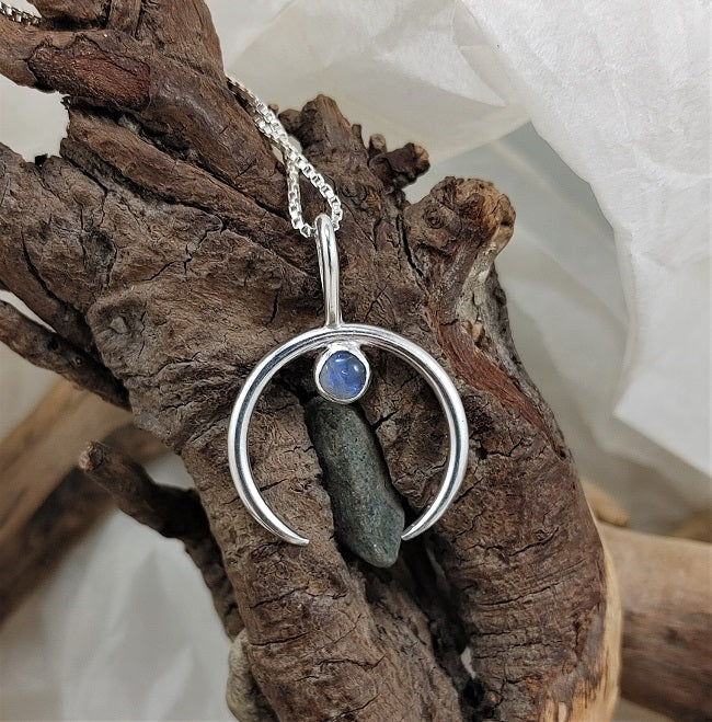 Crescent Moon - Rainbow Moonstone