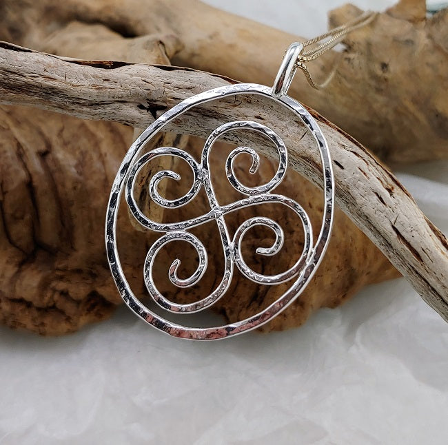 Sterling silver double spiral pendant