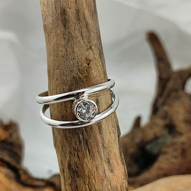 Double band ring 5mm CZ