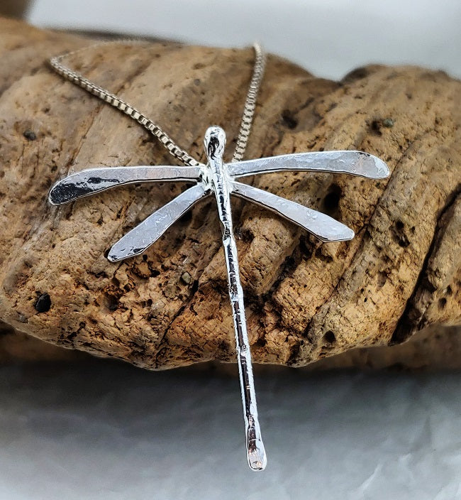 Floating Dragonfly - hand-forged in silver