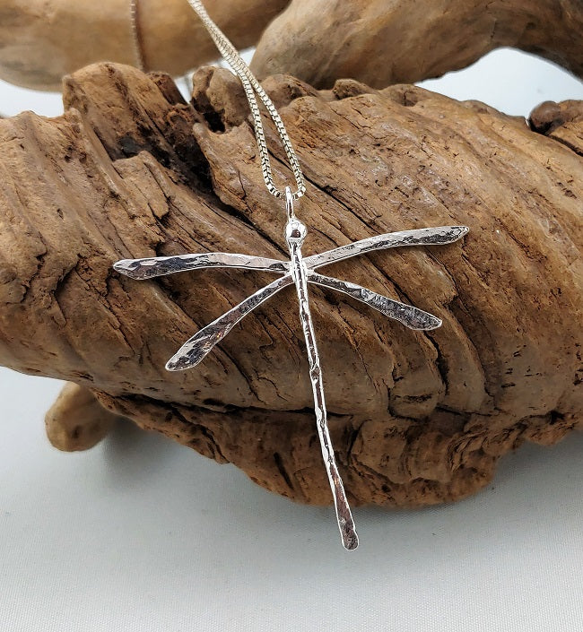 Dragonfly pendant - hand forged