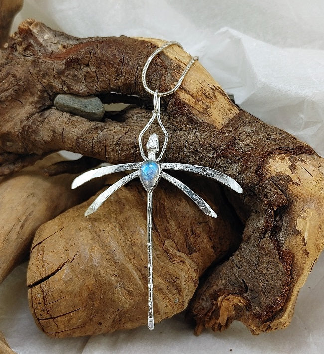 Dragonfly - OOAK Teardrop Rainbow Moonstone