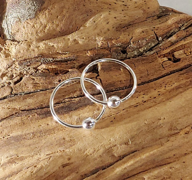 Sterling Silver Sleeper Hoop with Ball **NOTE - not hand made