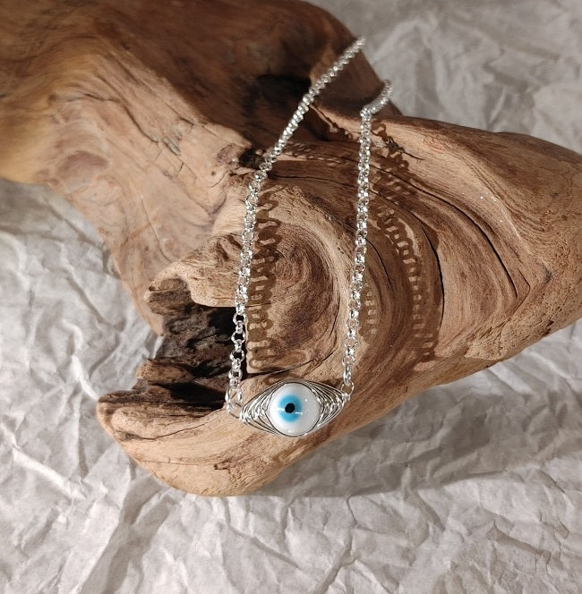Evil Eye turquoise - double herringbone wrap
