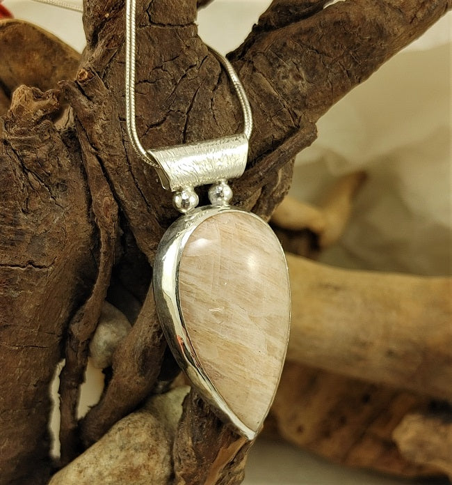 Feldspar Teardrop Pendant - textured bale